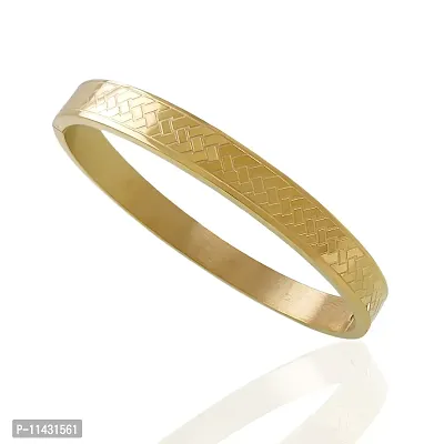 High Polished Stainless Steel Designer Gold Plated Kada for Unisex-thumb3