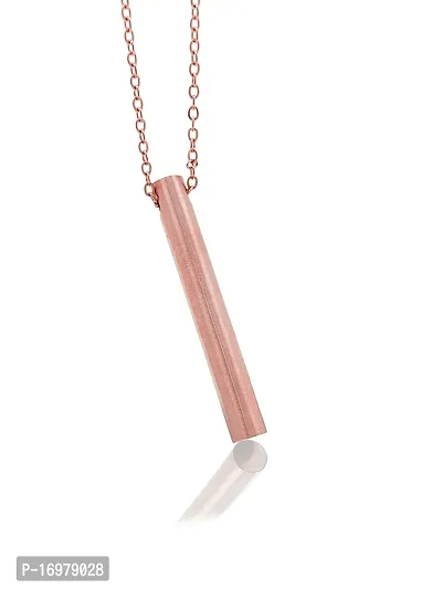 Stylish Rose Gold Stainless Steel Round Bar Pendant Adjustable Necklace Chain-thumb2