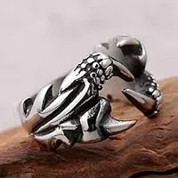 Edgy ring cool ring silver plated adjustable ring for men and boy-thumb1