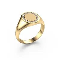 Signet ring Rosy Oval Gold Plated Cubic Zircon Indian polished unsex Ring-thumb2