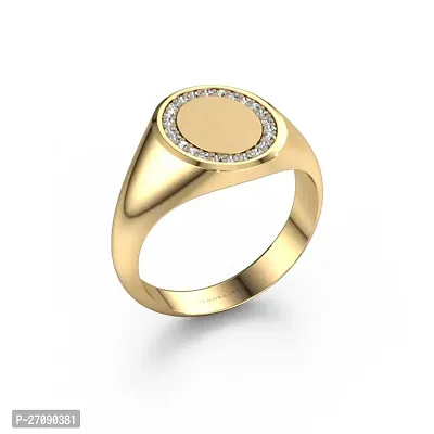 Signet ring Rosy Oval Gold Plated Cubic Zircon Indian polished unsex Ring-thumb3