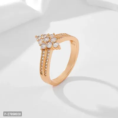 Rhombic Cubic Zircon Rose Gold plating Diamond Ring for Girl And Women-thumb0