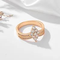 Rhombic Cubic Zircon Rose Gold plating Diamond Ring for Girl And Women-thumb2