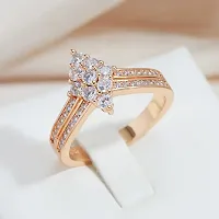 Rhombic Cubic Zircon Rose Gold plating Diamond Ring for Girl And Women-thumb3