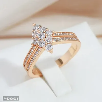 Rhombic Cubic Zircon Rose Gold plating Diamond Ring for Girl And Women-thumb4