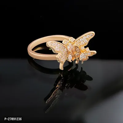 Diamond Butterfly Rose gold Plated Cubic Zircon Ring for girls and women