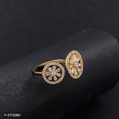 Cubic Zircon Rose Gold-Plated Adjustable Diamond Ring for Girl And Women