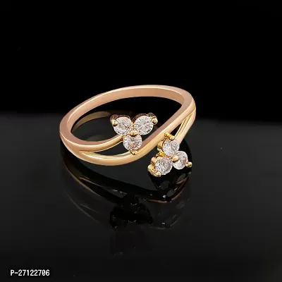 CZ Rose Gold-Plated Adjustable Diamond Vine leaf Ring for Girl And Women