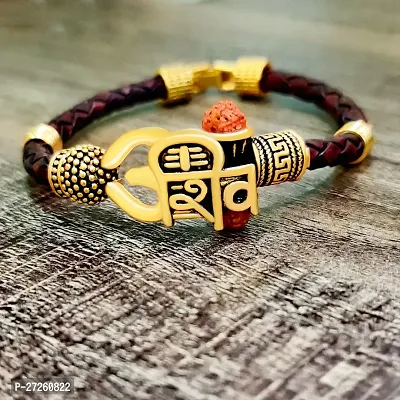 Shiv Trishul leather bracelet