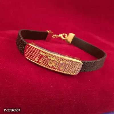 BRL701 Love Gold Plated Black Leather Bracelet for Men, Boyfriend  Husband