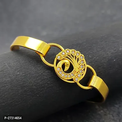 Peacock designed gold plated brass kada for Womens-thumb0