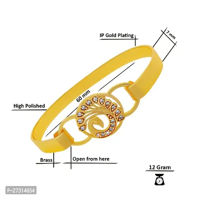 Peacock designed gold plated brass kada for Womens-thumb3