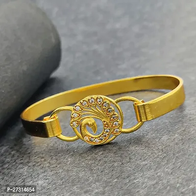 Peacock designed gold plated brass kada for Womens-thumb4