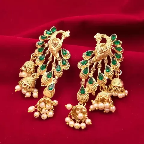 Peacock Design Gold Plated Alloy Earrings