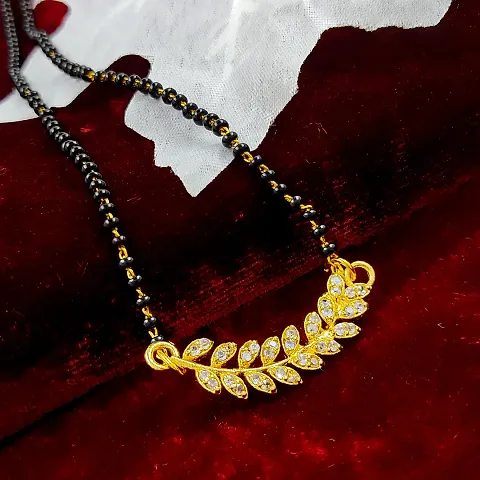 Trandy Gold Plated American Diamond Pendant Mangalsutra Jewellery