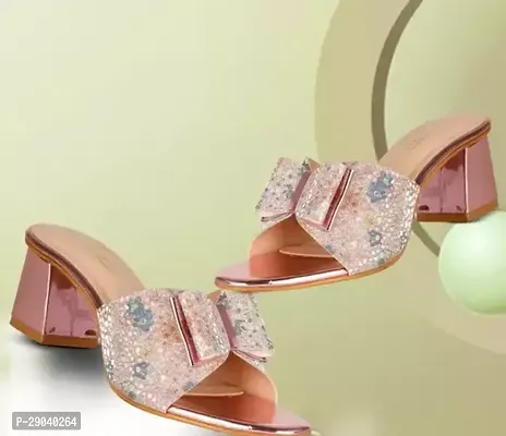 Stylish Beige Synthetic Heel Sandals For Women-thumb0