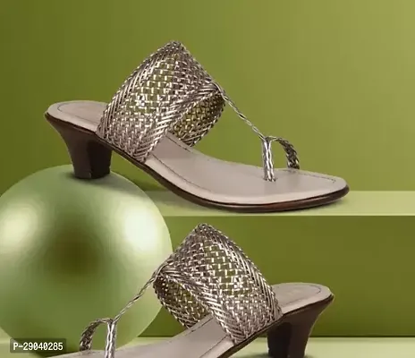Stylish Grey Synthetic Heel Sandals For Women-thumb0