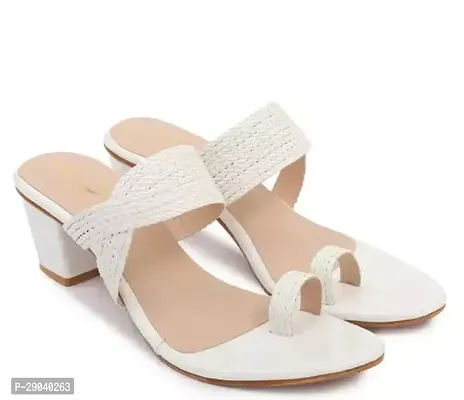 Stylish White Synthetic Heel Sandals For Women-thumb0