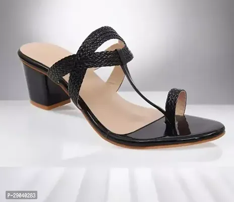 Stylish Black Synthetic Heel Sandals For Women-thumb0