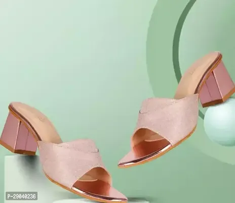 Stylish Pink Synthetic Heel Sandals For Women-thumb0