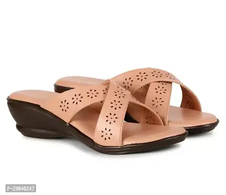 Stylish Tan Synthetic Heel Sandals For Women-thumb0