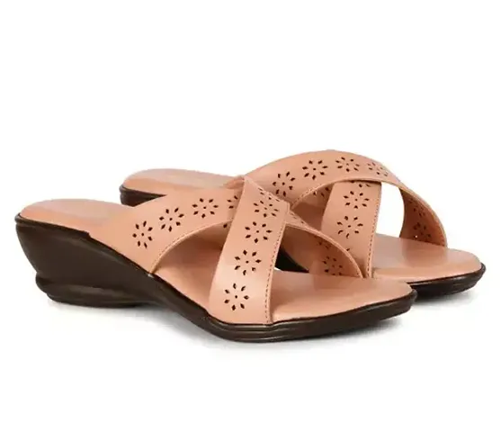 Stylish Tan Synthetic Heel Sandals For Women