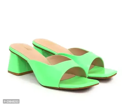Stylish Green Synthetic Heel Sandals For Women-thumb0