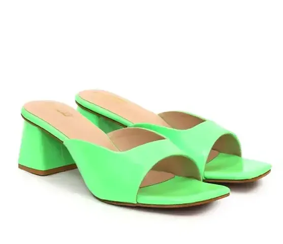 Stylish Green Synthetic Heel Sandals For Women