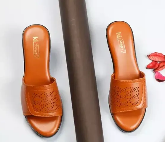Stylish Orange Synthetic Heel Sandals For Women