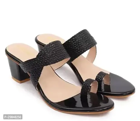 Stylish Black Synthetic Heel Sandals For Women-thumb0