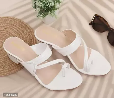Stylish White Synthetic Heel Sandals For Women-thumb0