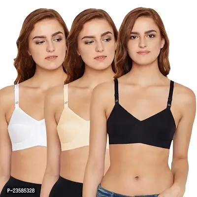 Stylish Fancy Cotton Non Padded Bras For Women Pack Of 3-thumb0