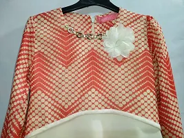 Truffles Girls Orange  Cream-Colour Full Sleeve Round Neck Knit Net Cotton Blend Fabric Tops-thumb2