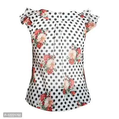 Truffles Girls Casual Polkadots Print Chiffon Top White-thumb2