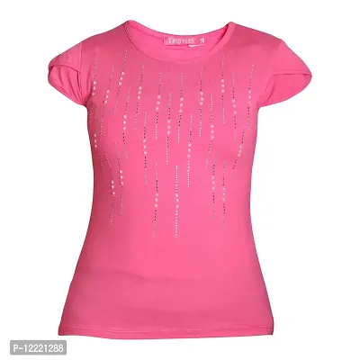 Truffles Girls Pink Round Neck Short Sleeve Solid Top