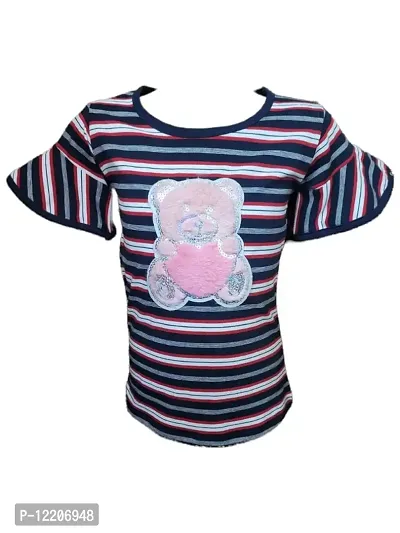 Truffles Girls Black & Red Sequence Work Teddy Bear Animal Short Sleeve T-Shirt Tops