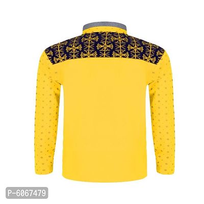 Naughteez Boy Yellow Full Sleeve Mandarin Collar Printed T-Shirt-thumb2