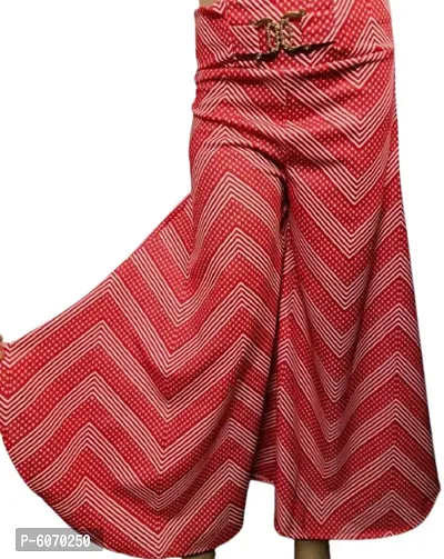 Truffles Girls Red and White Zig Zag Print Flared Palazzos-thumb4