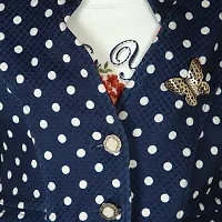Truffles Girls Navy Blue and White 2-Pocket Polka-Dots Printed Jacket With T-Shirt Combo Sets-thumb4