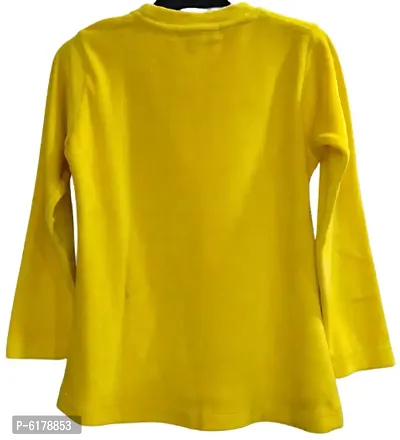 Truffles Girls Yellow Full Sleeve Round Neck Embellished Print Straight Tops and Tunics-thumb2