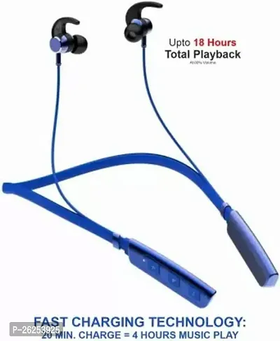 Stylish B235 Bt Super Sound Neckband Bluetooth Headset Blue True Wireless-thumb0