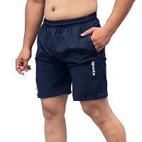 Stylish Navy Blue Polycotton Printed Sports Shorts For Men-thumb1