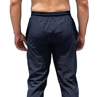 Stylish Navy Blue Polyester Solid Regular Track Pants For Men-thumb1