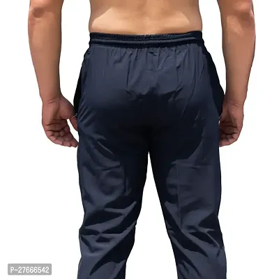 Stylish Navy Blue Polyester Solid Regular Track Pants For Men-thumb2