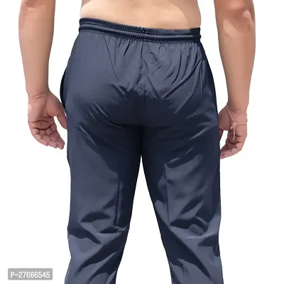 Stylish Navy Blue Polyester Solid Regular Track Pants For Men-thumb2