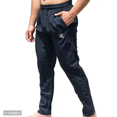 Stylish Black Polyester Solid Regular Track Pants For Men