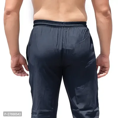 Stylish Black Polyester Solid Regular Track Pants For Men-thumb2