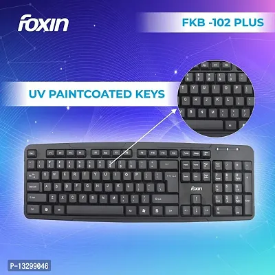 Foxin FKB-102 Plus Full Size Wired USB Keyboard (Black)