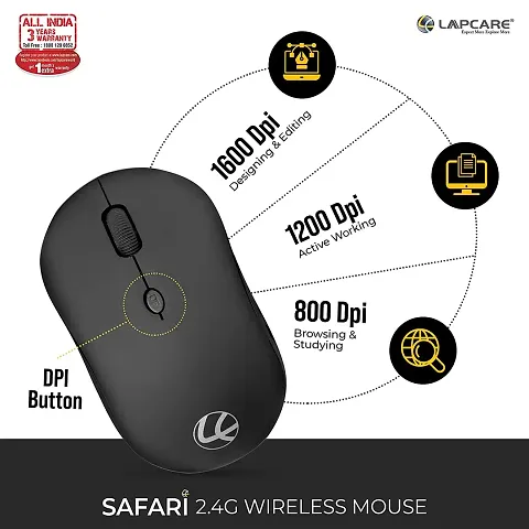 Lapcare Type-C and USB Bluetooth/Wireless Mouse | 2.4Ghz Ergonomic Design Mice LWM-009 with 1 Year Warranty in Offers