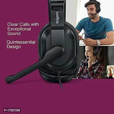 FINGERS S10 Wired On Ear Headphones with Adjustable Mic (Black)-thumb3